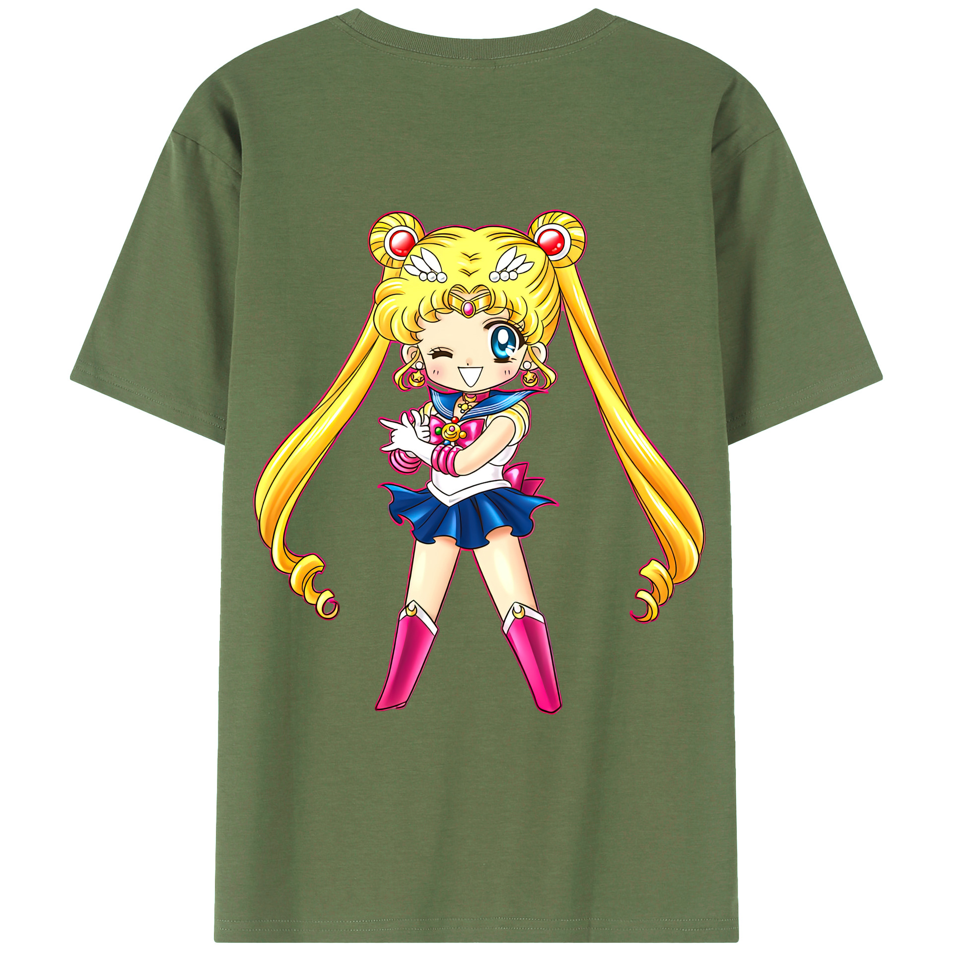 （画像用） 美少女戦士セーラームーン 月野 うさぎ つきの うさぎ Sailor Moon Tsukino Usagi 綿100％ メンズ半袖Tシャツ（バックプリント） 通気性